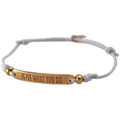 Gemshine - Damen - Armband - Gravur - LOVE WHAT YOU DO - Rose Vergoldet - Hellgrau | 11531707drops/gem