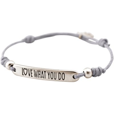 Gemshine - Damen - Armband - Gravur - LOVE WHAT YOU DO - Silber - Hellgrau | 11531667drops/gem