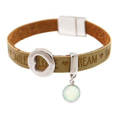 Gemshine - Damen - Armband - Herz - Liebe - WISHES - Chalcedon - Braun Sand - Magnetverschluss | 11531108drops/gem