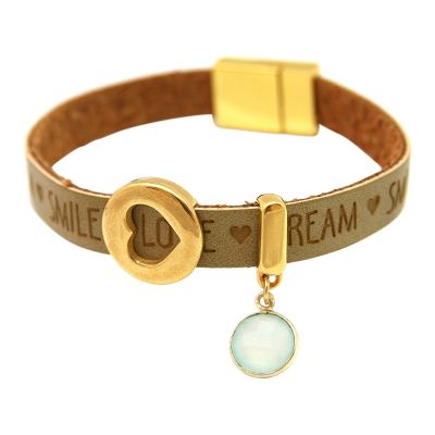 Gemshine - Damen - Armband - Herz - Liebe - WISHES - Chalcedon - Braun Sand - Magnetverschluss | 11530888drops/gem