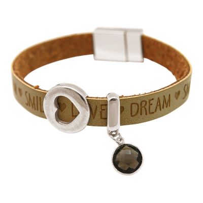 Gemshine - Damen - Armband - Herz - Liebe - WISHES - Rauchquarz - Braun Sand - Magnetverschluss | 11531012drops/gem