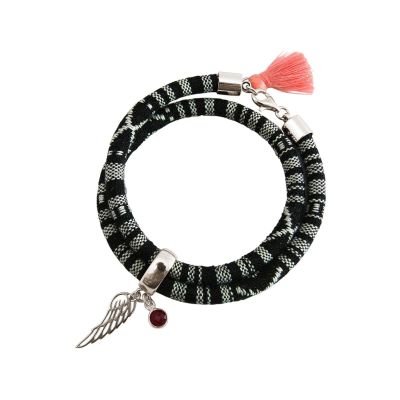 Gemshine - Damen - Armband - Wickelarmband - 925 Silber - Flügel - Engel - AZTEC - Rubin - Rot - Rose | 11531191drops/gem