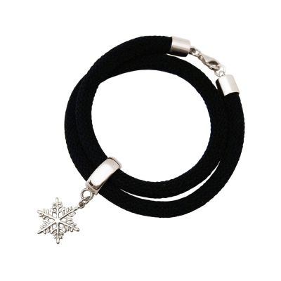 Gemshine - Damen - Armband - Wickelarmband - 925 Silber - Schneeflocke - Schwarz | 11612588drops/gem