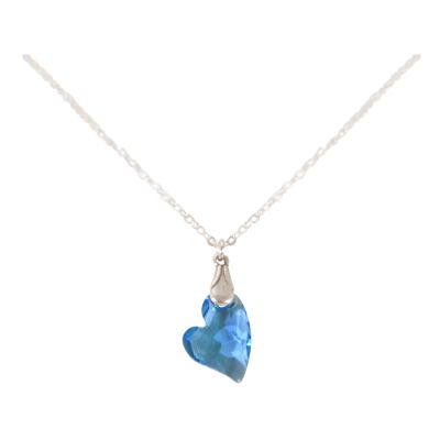 Gemshine - Damen - Halskette - Anhänger - 925 Silber - Herz - Blau - MADE WITH SWAROVSKI ELEMENTS® - 45 cm | 11531369drops/gem