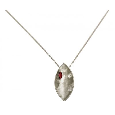 Gemshine - Damen - Halskette - Anhänger - 925 Silber - Marquise - Minimalistisch - Design - Granat - Rot - 45  | 11531735drops/gem