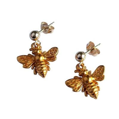 Gemshine - Damen - Ohrringe - 925 Silber - Vergoldet - BEE - Biene - 1,5 cm | 11612792drops/gem