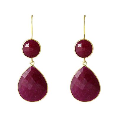 Gemshine - Damen - Ohrringe - 925 Silber - Vergoldet - Rubin - Rot - CANDY - Tropfen - 6 cm | 11612802drops/gem