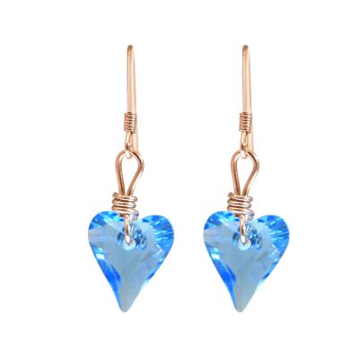 Gemshine - Damen - Ohrringe - Rose Vergoldet - Herz - Blau - MADE WITH SWAROVSKI ELEMENTS® - 2 cm | 11531368drops/gem