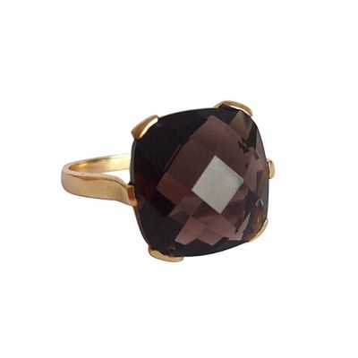 Gemshine - Damen - Ring - 9k (375) Gold - Rauchquarz - Braun - 15mm, Ringgröße:52 (16.6) | 11612874drops/gem / EAN:St3884RJs52 (16