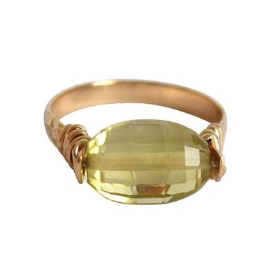 Gemshine - Damen - Ring - Spannring - Vergoldet - Lemon Quarz - Gelb, Ringgröße:55 (17.5) | 11531924drops/gem