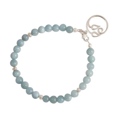 GEMSHINE Damenarmband aus 925 Silber mit YOGA Lotusblume und Aquamarinen | 11613114drops/gem