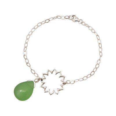 GEMSHINE Damenarmband aus 925 Silber mit YOGA Lotusblume und Chalcedon Tropfen | 11613117drops/gem