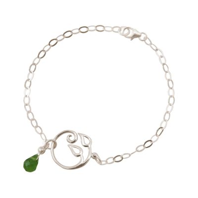 GEMSHINE Damenarmband aus 925 Silber mit YOGA Lotusblume und Peridot Tropfen | 11613123drops/gem