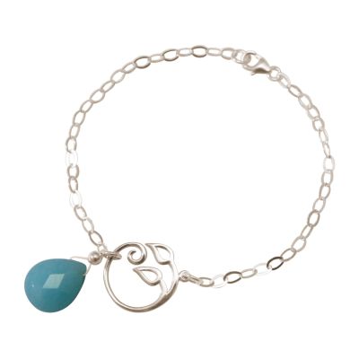 GEMSHINE Damenarmband aus 925 Silber mit YOGA Lotusblume und Türkis Tropfen | 11613129drops/gem