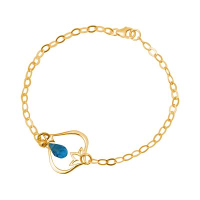 GEMSHINE Damenarmband aus hochwertig vergoldetem 925 Silber mit YOGA Lotusblume und Blautopas Quarz | 11613135drops/gem