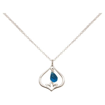 GEMSHINE Damenhalskette aus 925 Silber mit YOGA Lotusblume und Blautopas Quarz | 11613173drops/gem