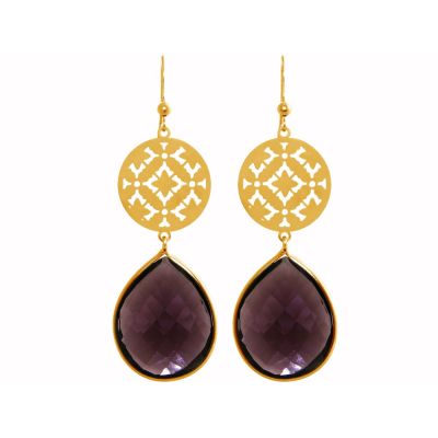 GEMSHINE Damenohrringe mit Mandalas und Amethyst Edelsteinen | 11613307drops/gem