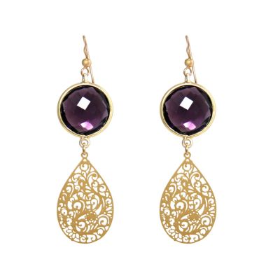 GEMSHINE Damenohrringe mit Mandalas und Amethysten | 11613315drops/gem