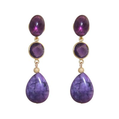 GEMSHINE Ohrringe mit Amethyst Edelstein Tropfen Ohrhänger aus 925 Silber, vergoldet, rose vergoldet | 11613708drops