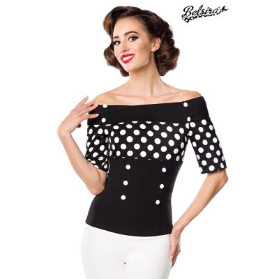 Jersey-Top,schwarz/weiß/dots Größe L | 50054atixo1