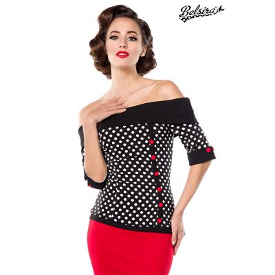 Jersey-Top, schwarz/weiß/rot Größe L | 50055atixo1