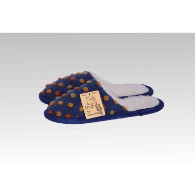 Pantoffel Wolle Noppen blau 36/37 | 11386651drops/linke