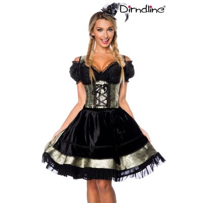 Premium Dirndl aus edlem Jacquard Stoff,grün/schwarz Größe XS | 13035atixo