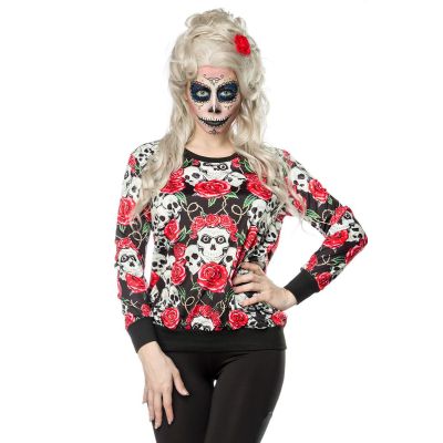 Skulls and Roses Sweatshirt rot/schwarz/weiß Größe XS-M | 14386atixo