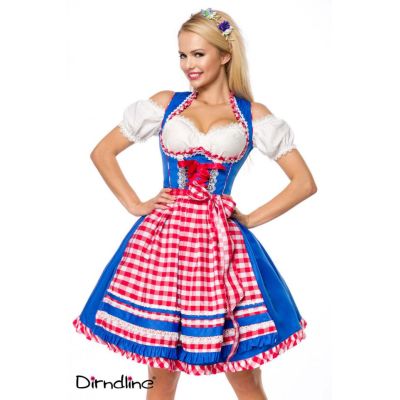 Unterbrustdirndl mit Karoschürze,blau/rot/weiß Größe L | 70038atixo2