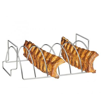 BBQ-Spare-Ribs und Braten-Rack Halter Zubehör Smoker Grill Ständer Edelstahl Rippchen | 8194 / EAN:4007371062398