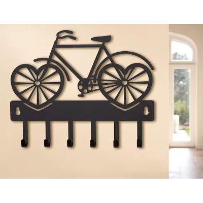 Gilde Hakenleiste Fahrrad-Design mit Herzrädern 6 Haken Eisen schwarz Garderobe | 17808 / EAN:4063387689844