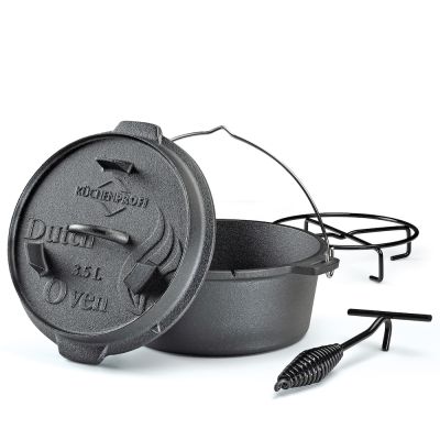 Küchenprofi Dutch Oven 3,5l 24cm BBQ Gusseisen Feuertopf Gusstopf Deckelheber | 17535 / EAN:4007371070454