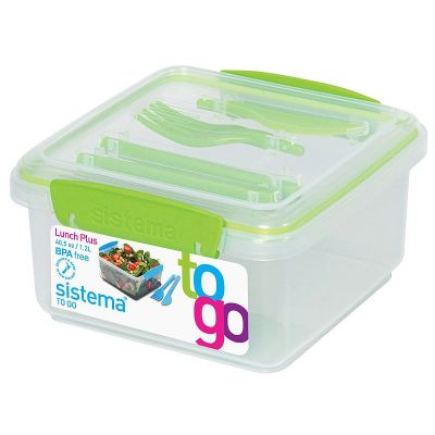 Lunchbox To Go mit Besteck grün Brotzeitbox Brotbox Set BPA-frei | 6923 / EAN:9414202256522