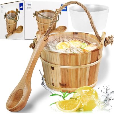 Saunakübel + Holzkelle Sauna Set Kübel Saunaeimer Saunazubehör Kübel | 787 / EAN:4025457185472